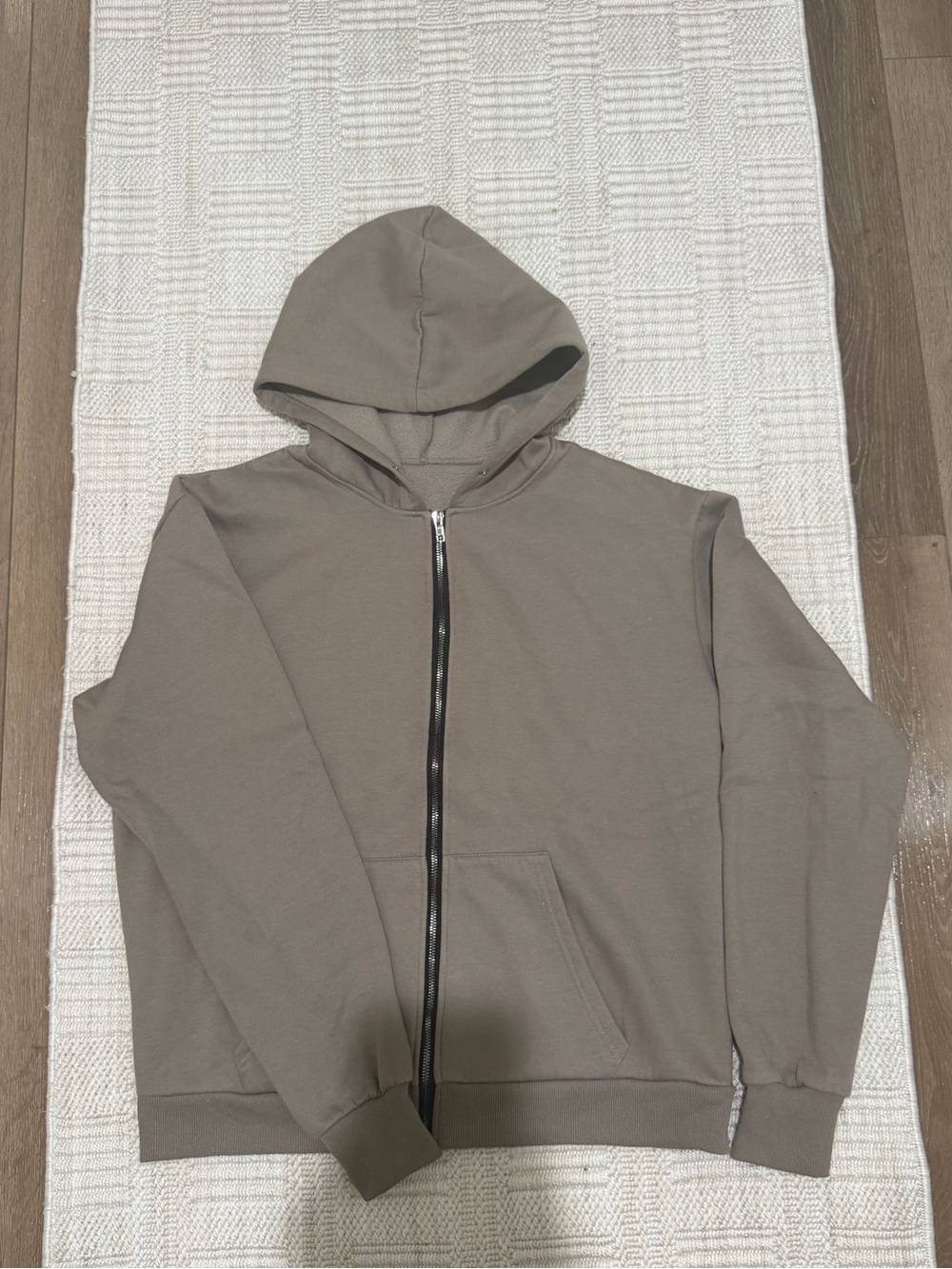 Men's Taupe Zip-Up Hoodie Sweater